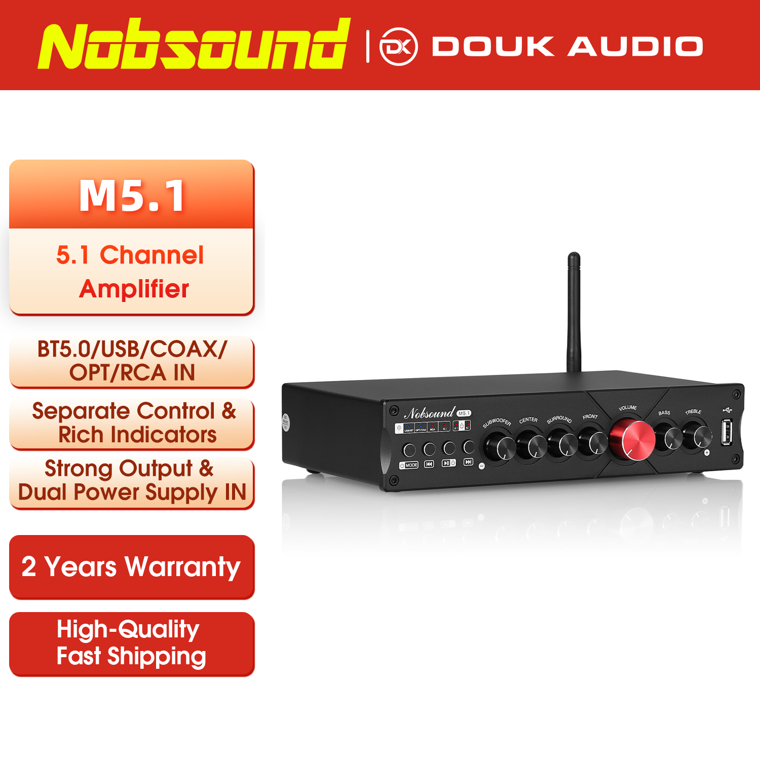 Home Cinema Samsung 5.1 - Nobsound M5.1 Digital Bluetooth Receiver 5.1