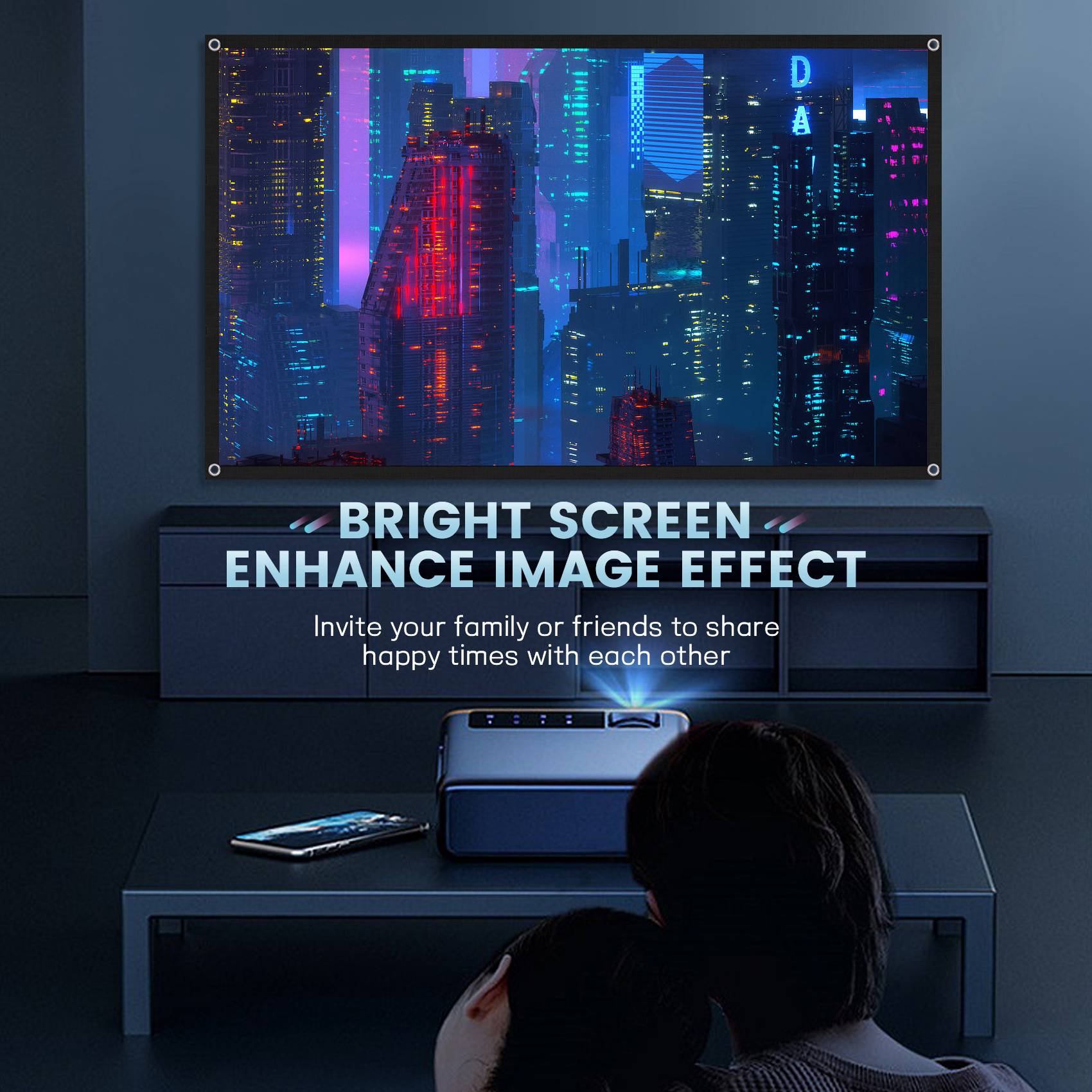 Home Cinema Blanc - ABKM Portable Projector Screen for Home