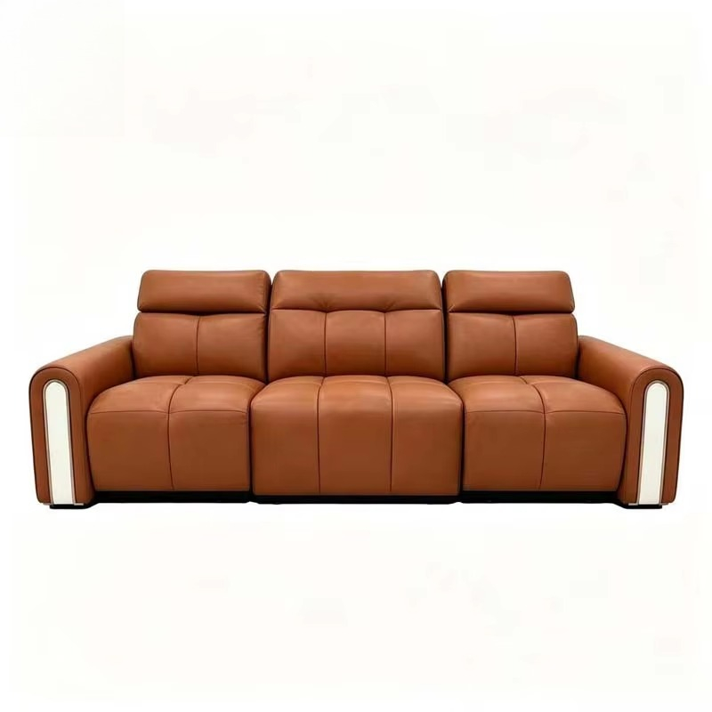 Home.Cinema Orange - Home Cinema Orange Leather Reclining Sofa