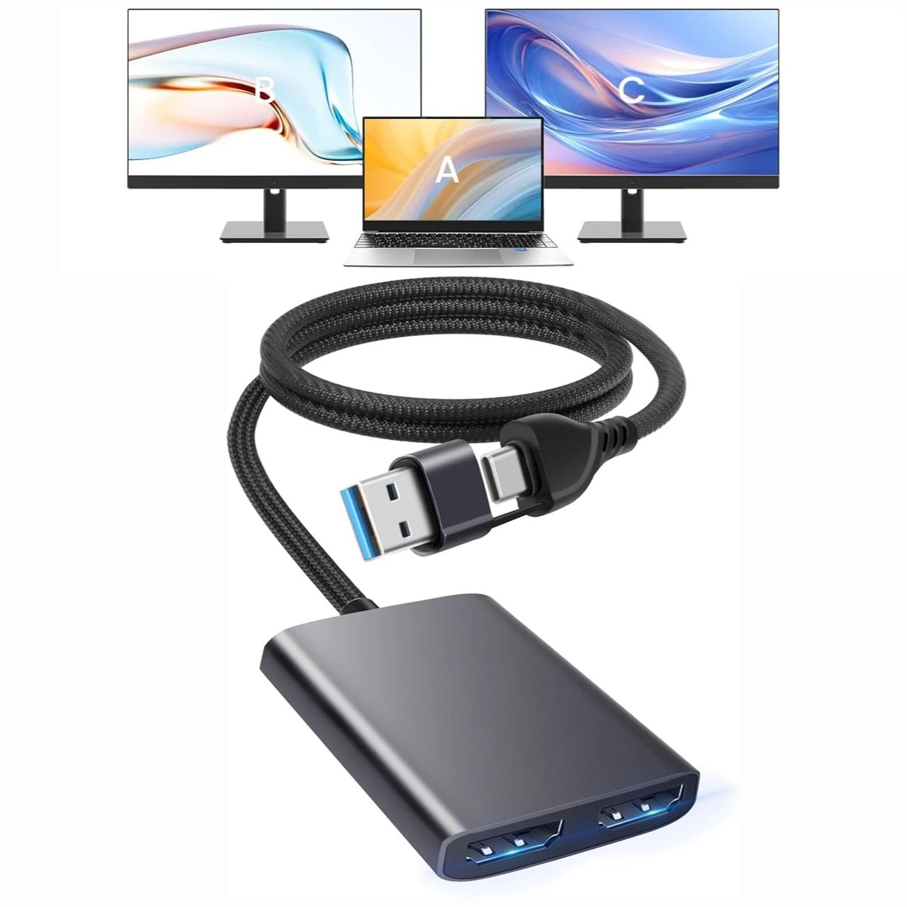 Home Cinema Usb - USB C/A 3.0 to Dual HDMI-compatible