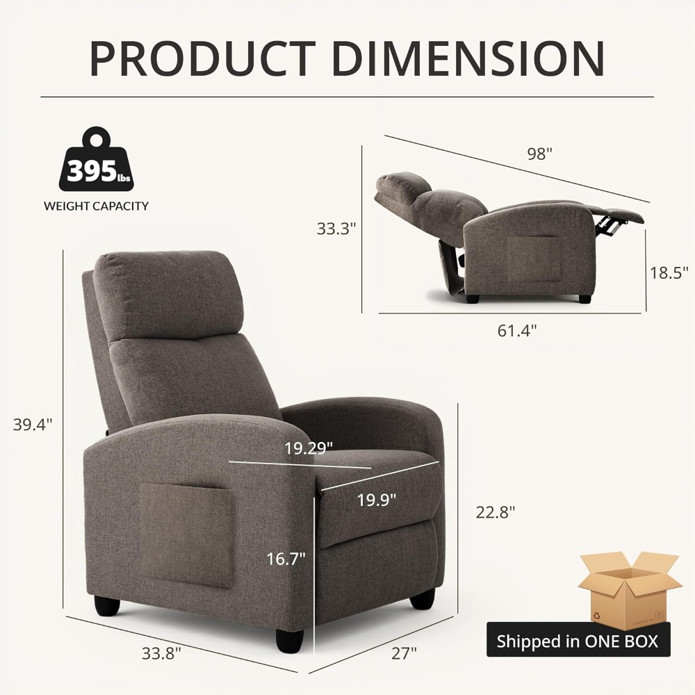 Home Cinema Gadgets - Modern Manual Push Back Recliner Chair,