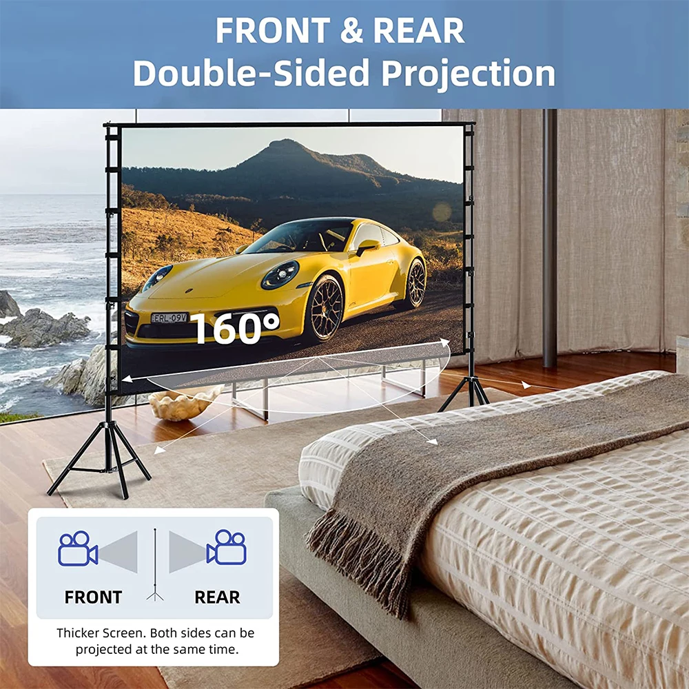 LEJIADA Projector Screen With  - Home Cinema Blanc 评论和价格