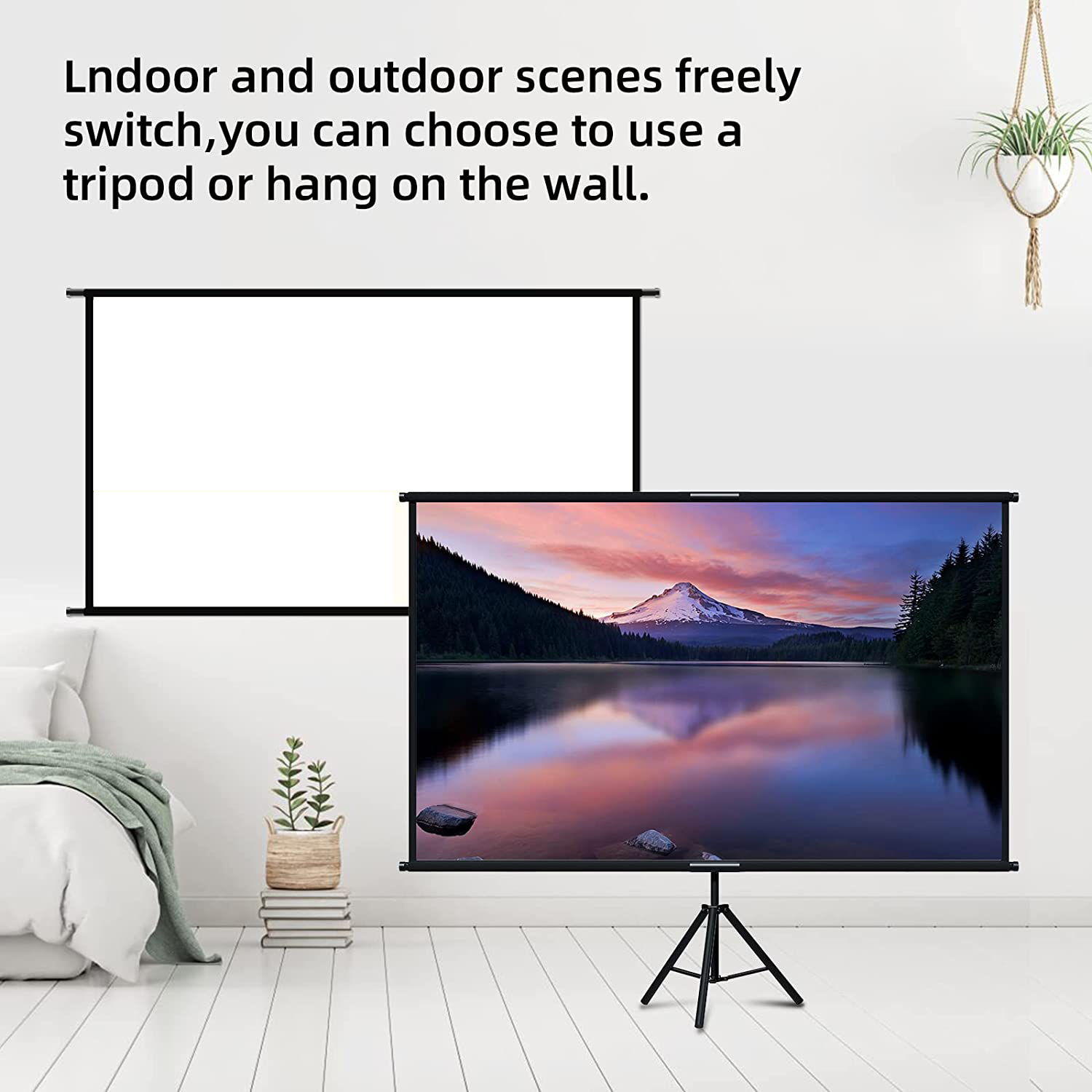 VEIDADZ Projector Screen With  - Home Cinema Blanc 评论和价格