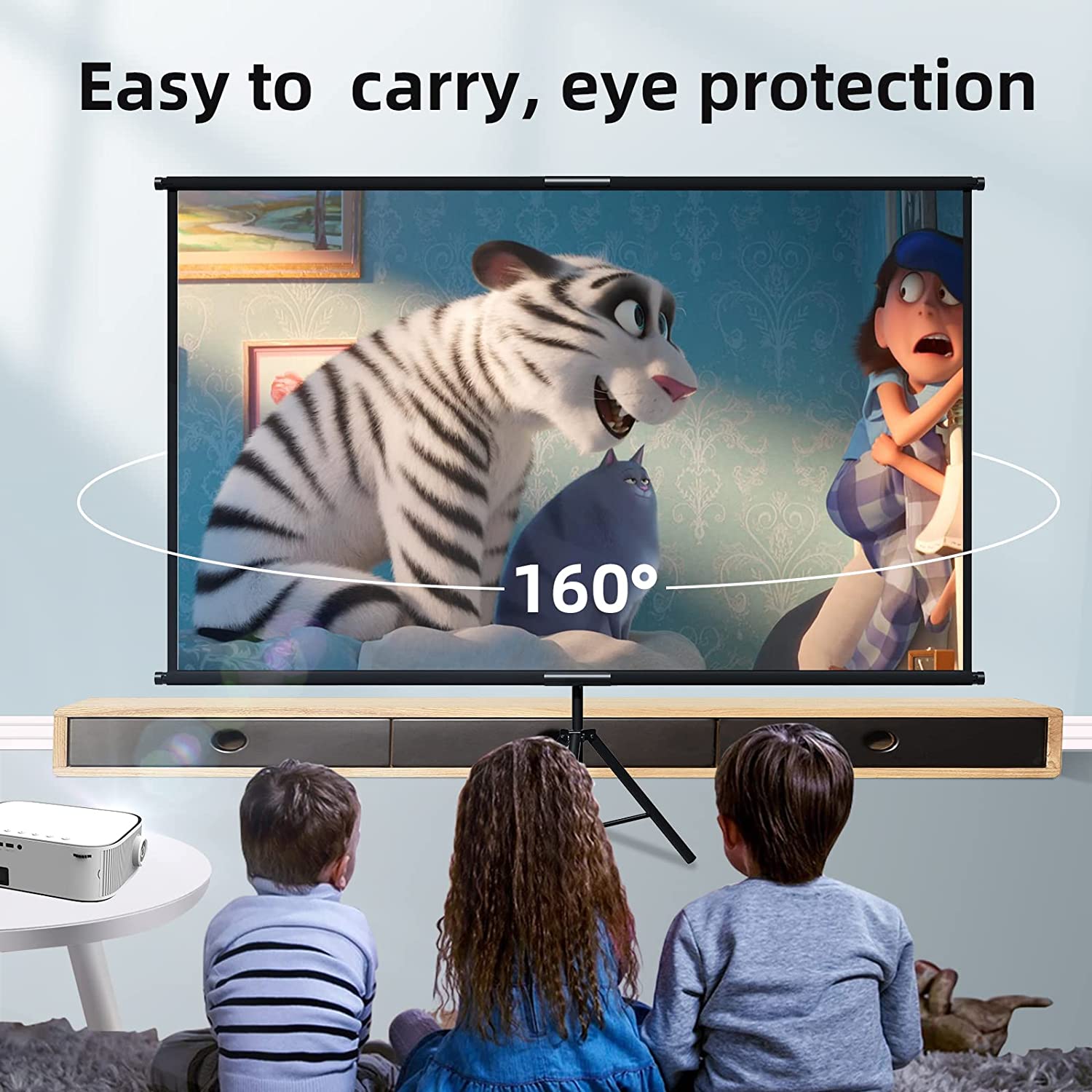 VEIDADZ Projector Screen With  - Home Cinema Blanc 评论和价格