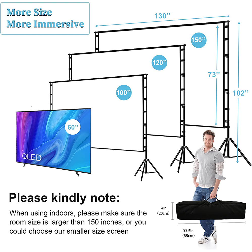 VEIDADZ Projector Screen With  - Home Cinema Blanc 评论和价格
