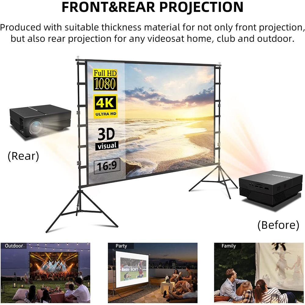 VEIDADZ Projector Screen With  - Home Cinema Blanc 评论和价格