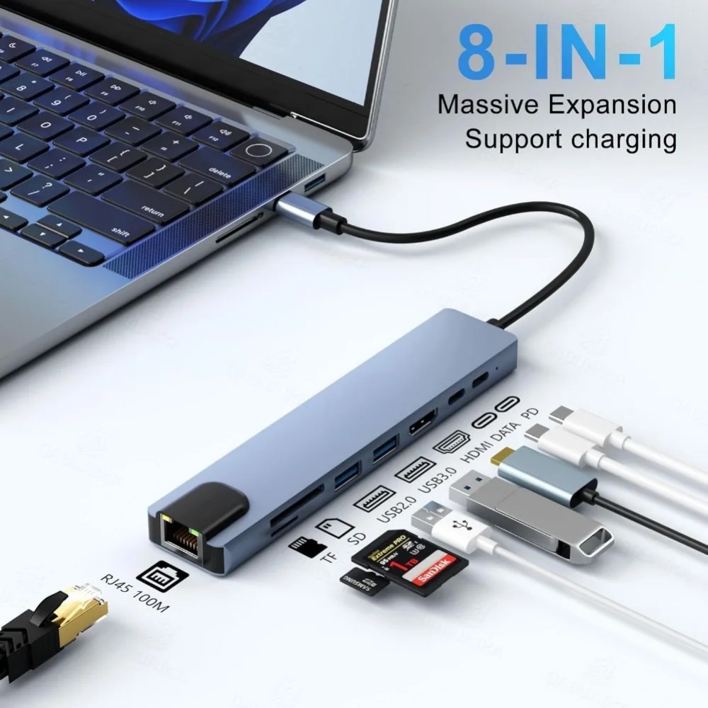 USB C Hub 8/7 in 1 4K HDMI Ada - Home Cinema Usb 评论和价格