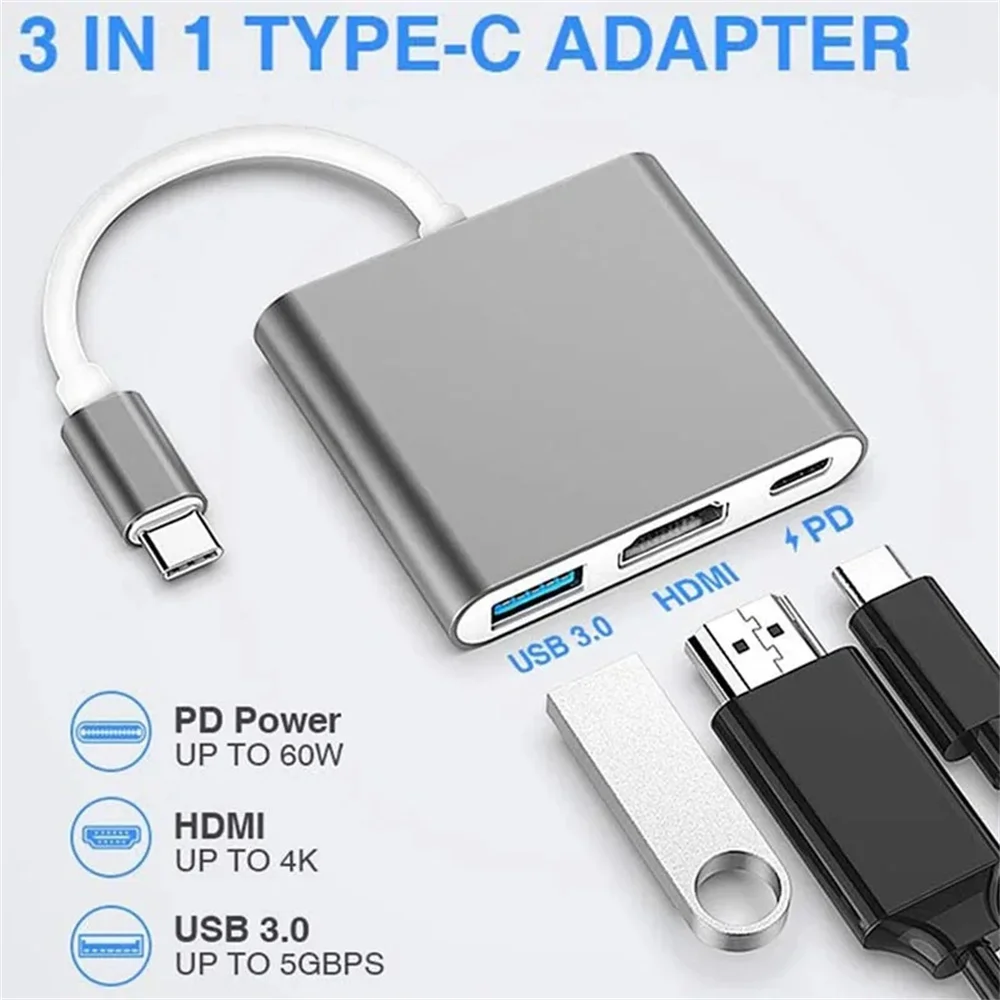 USB C HUB 3-in-1 Multiports Ad - Home Cinema Usb 评论和价格