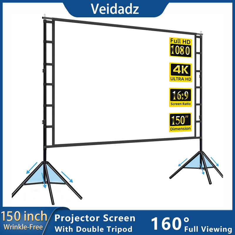 VEIDADZ Projector Screen With  - Home Cinema Blanc 评论和价格