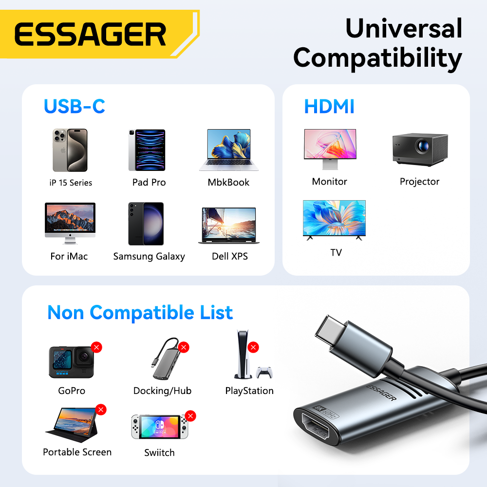 Essager HDMI To USB Type C Ada - Home Cinema Usb 评论和价格