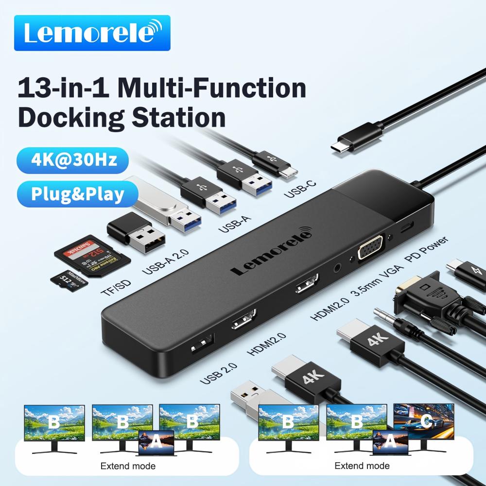 Lemorele 13-in-1 USB C HUB 4K3 - Home Cinema Usb 评论和价格