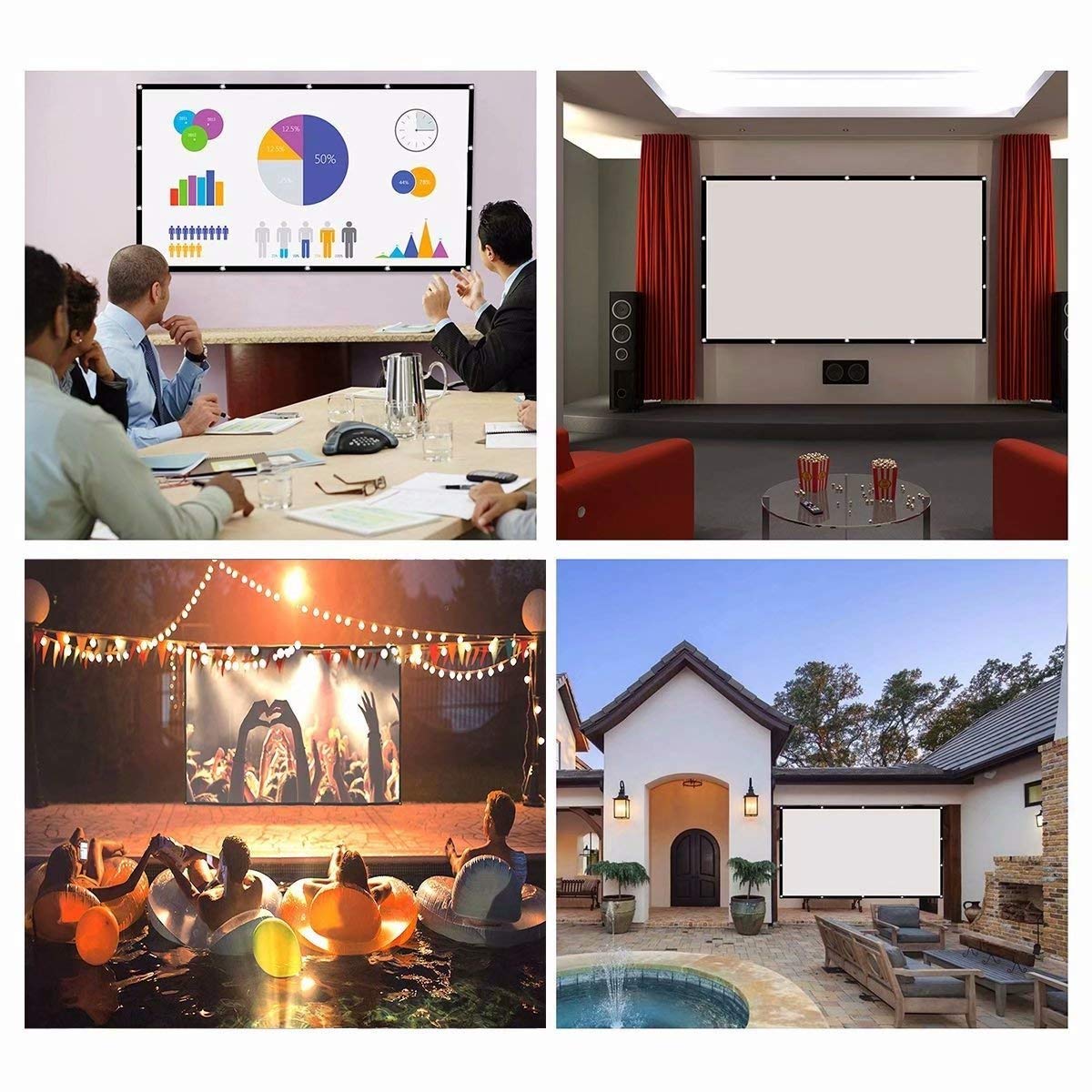 60 100 120 150Inch Simple Fold - Home Cinema Blanc 评论和价格